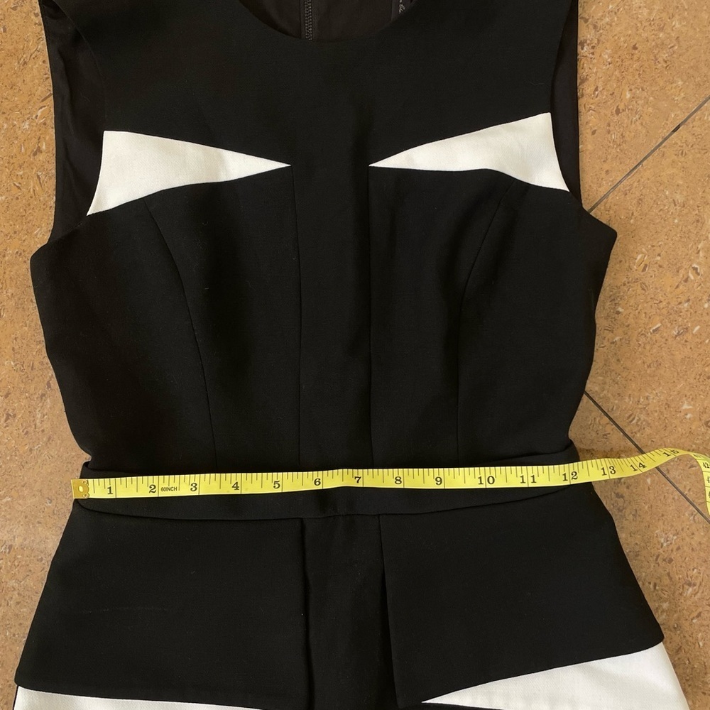 BCBGMaxAzria Black and White Geometric Sleeveless Blouse - Picture 4 of 11